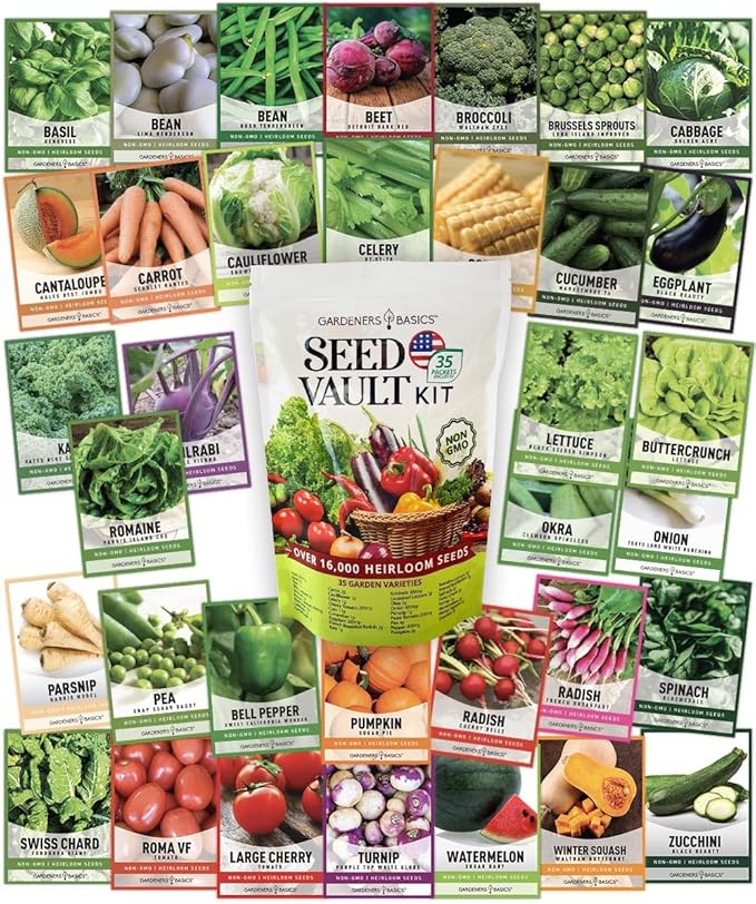 Ultimate Survival Seed Kit – 140 Heirloom Non-GMO Varieties | Over 73000 Seeds for Planting Vegetables Herbs &amp Flowers | Emergency Food Preparedness &amp Long-Term Storage
