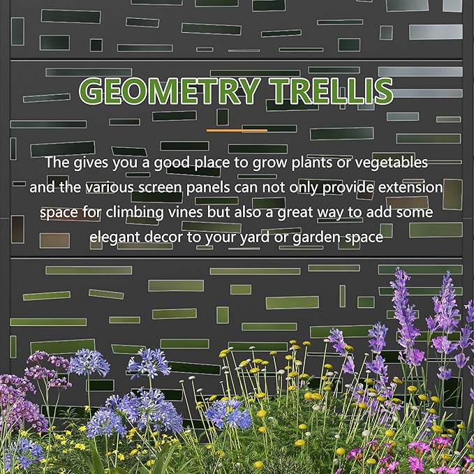 Casaphoria 72x35 Metal Raised Garden Bed with Trellis(2 Pack) Outdoor Planter Box with Wheels &amp Drainage Holes for Climbing Plants Flowers Elevated Garden Kit with Privacy Screen Black-Geral