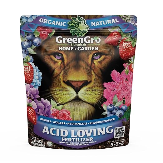 GreenGro Acid Loving Organic Fertilizer - 4 Pound Bag | Outdoor &amp Indoor Plant Food | Great for Flowers &amp Houseplants |