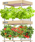Solid Wood Hydroponic Garden Kit 32-Pod Indoor Grow Station with Full-Spectrum LED 4 Separate Water Reservoirs Countertop Herb and Vegetable Planter for Home