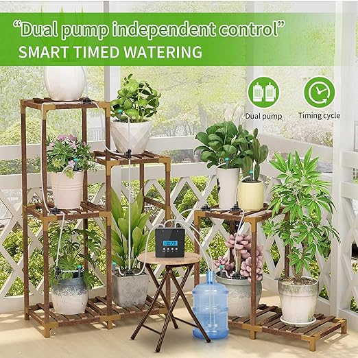 Automatic Watering System for Potted Plants | Indoor Plant Waterer with Programmable Timer Dual Self-Priming Pumps Drip Irrigation Kit for Up to 20 Plants