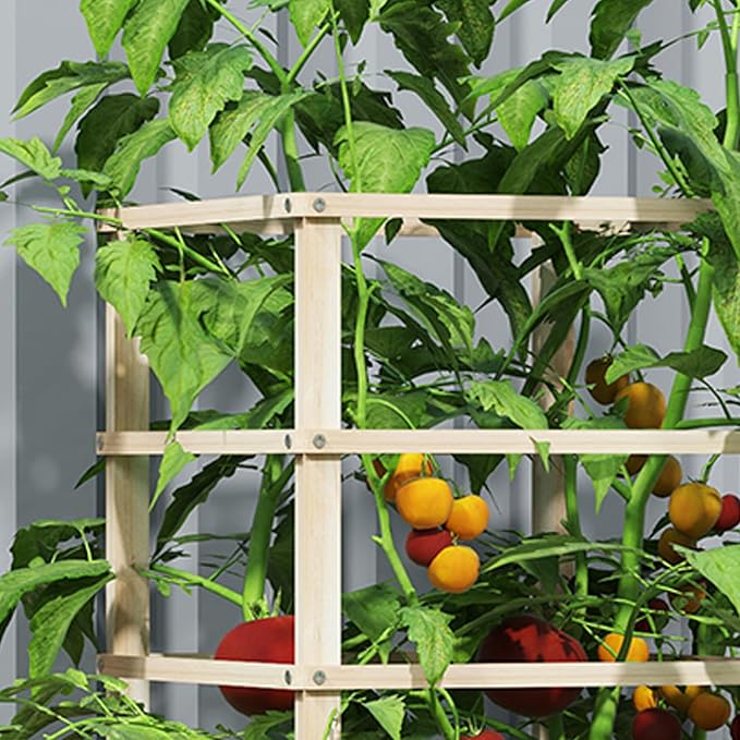 Outsunny Raised Garden Bed with Trellis Wooden Planter Box with Galvanized Steel Sides Raised Flower Bed for Climbing Plants Flowers Fruits and Vegetables Natural Wood