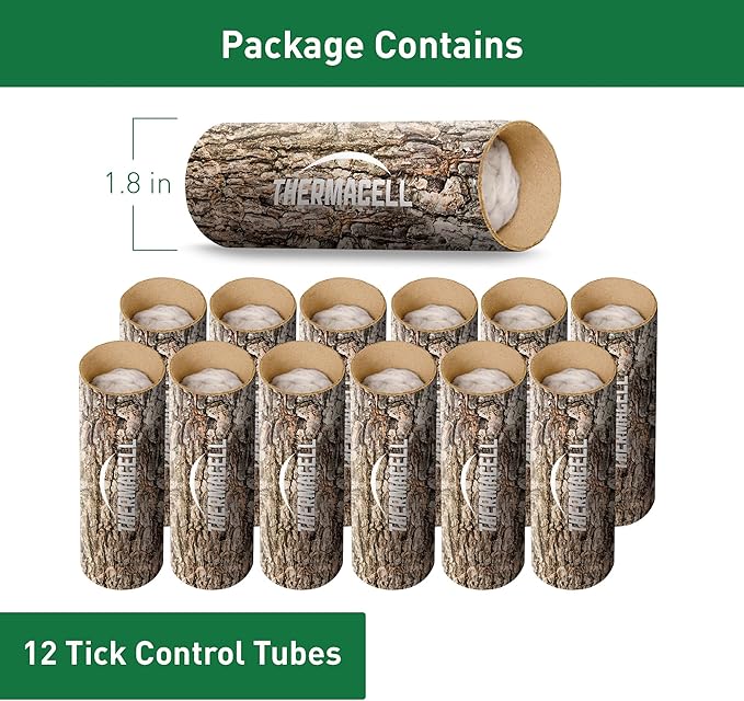Thermacell Tick Control Tubes 12 Per Box No Spray Easy-to-Use Kills Ticks That May Carry Lyme Disease Place in Backyard Gardens or Wooded Areas Twice a Year Won’t Harm Kids Pets or Environment