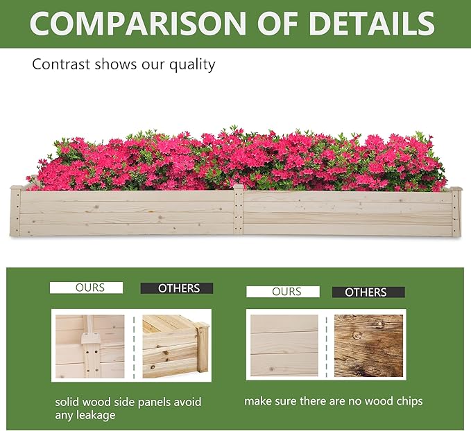 PayLessHere Wooden Garden Bed Raised Planter Box Outdoor Patio Gardening Planter and Indoor Elevated Garden Grow Box for Vegetable Flower