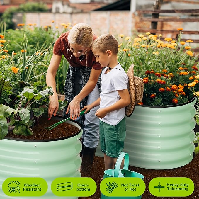 8x2x1.5ft Galvanized Raised Garden BedPlanter Raised Garden Box OutdoorRaised Planter BoxLarge Planter Raised Bed for Vegetables Flowers FruitsRubber Edge Green