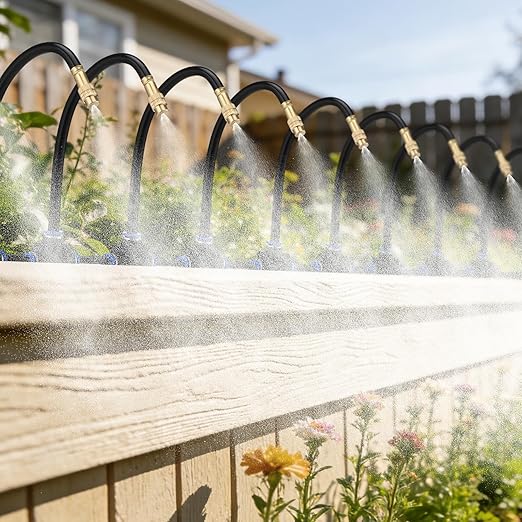 49ft Drip Irrigation System Kit - Includes 15pcs 360° Adjustable Sprayers 5/16 PE Tubing 1/2 &amp 3/4 Faucet Adapters Automatic Garden Watering Sprinkler System for Raised Bed Plants Lawn