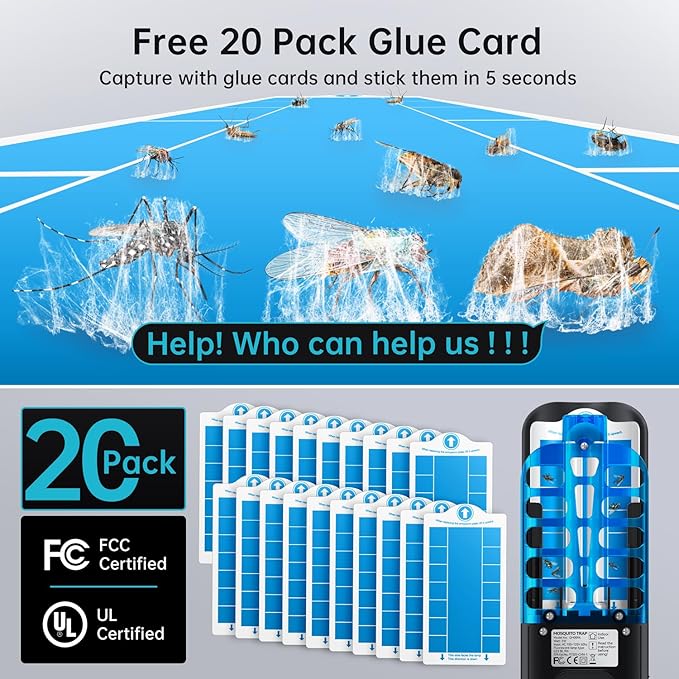 Fruit Fly Traps Indoor for Home: Plug in Mosquito Bug Zapper Gnat Moth Catcher with 9W Night UV Light 2 Devices 20 Sticky Glue Board Refills for Indoors Flying Insect Trap