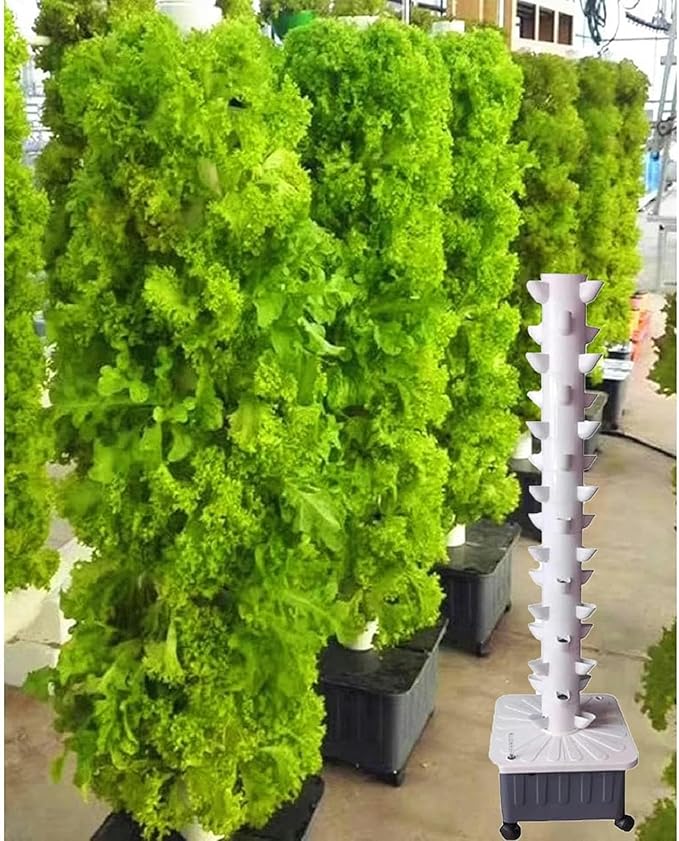 AMNOOL 15 Floors 45 Holes Hydroponics Tower Set Hydroponic Growing System Hydroponic Growing Kit Vegetable Plant Tower Gift for Gardening Lover for Home Kitchen Gardening