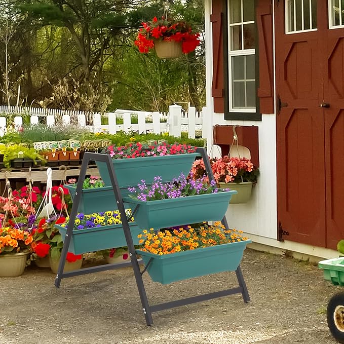 Raised Garden Planter Bed Tiered Planter Stand with 5 Boxes Vertical Raised Garden Bed for Herbs Flowers or Vegetables in Patio Balcony Indoor Outdoor
