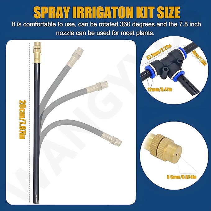 Drip Irrigation System Kit Automatic Garden Watering System Adjustable Bendable Nozzle Copper Sprayer System for Garden for Outdoor Plants for Garden Yard Lawn Greenhouse20m/65.6ft