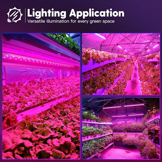 FREELICHT 1 Pack 4ft LED Grow Light 60W (350W Equivalent) Red Blue (660nm+460nm) Full Spectrum Grow Lights for Indoor Plants Hanging Plug in Grow Lamp for Hydroponic Greenhouse Plants Seedling Veg