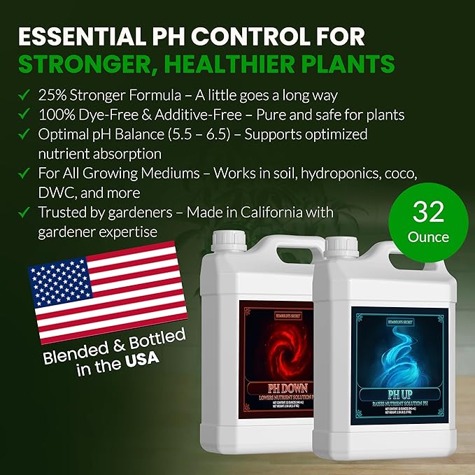 Humboldts Secret pH Up and pH Down Control Kit | Liquid Nutrient Solution Balancer for Plants | for Soil Hydroponic Coco and DWC Systems | Supports Nutrient Absorption and Growth | 32 Ounce