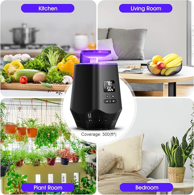 Fruit Fly Traps for Indoors Smart Fly Trap Indoor Bug Zapper Gnat Traps for House Indoor with Temperature and Humidity Sensor 10PCS Sticky Boards Black 02
