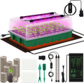 Seed Starter Kit 40-Cell Seed Starter Tray with Grow Lights Full Spectrum Seedling Heat Mat 40 Peat Pellets Seeds Starting Soil Plant Labels Garden Tools for Germination Seeds Growing Green