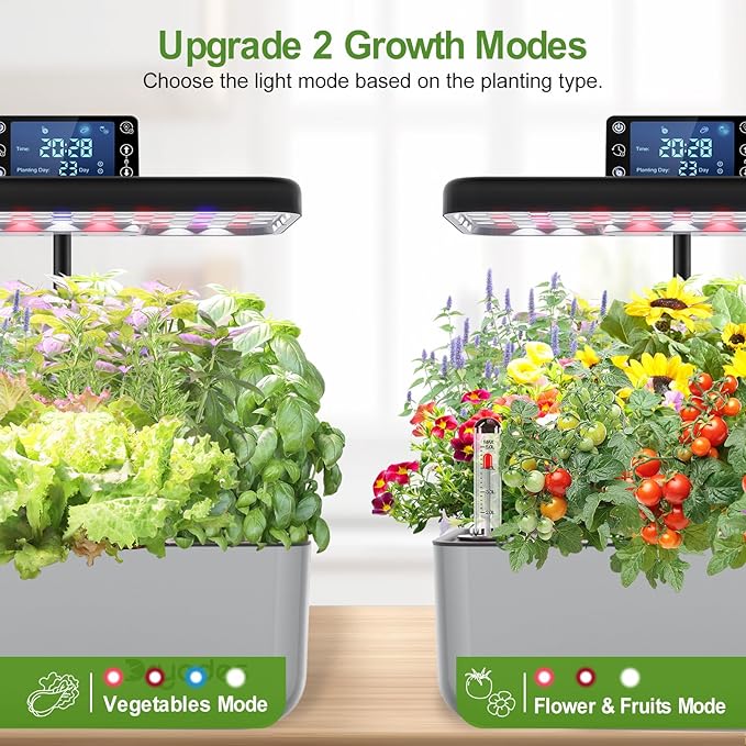 Hydroponics Growing System Kit with Seeds: 12 Pods Indoor Herb Garden Kit with LED Grow Light Plant Germination Kit Aeroponic Healthy Fresh Herbs Vegetables Hydroponic Planter for Home Kitchen Office