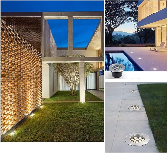 4Pcs Recessed Underground Light - Outdoor Led Spotlight Round Landscape Lamp Ip65 Waterproof Recessed Led Lawn Light Outdoor Led Spotlight for Home Driveway Stair St-Red-15W