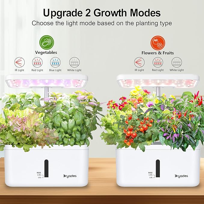 Indoor Garden System 19 Watt LED Growing Light Upgrade 2 Self-Watering Soil-Cultivated Growing Pots Gardening Gifts for Mom Plant Pot for Vegetables Herbs Tomato(No Seeds&ampSoil)