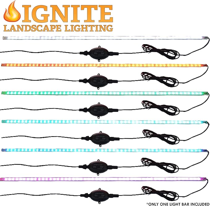 Ignite Landscape Lighting 24 Color Changing Spillway Light Bar with 6-Watt Transformer and Remote for Landscape Lighting Ponds and Water Features - ILB24CC