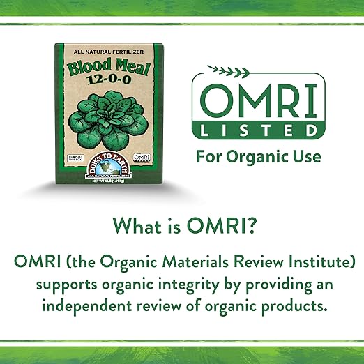 Down To Earth All Natural Fertilizers Organic Blood Meal - High Nitrogen Plant Food for Green Growth 12-0-0 4 lb