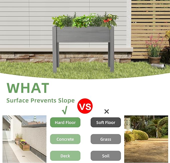 40x20x31 inch Raised Garden Bed with Legs Elevated Wooden Planter Box for Outdoor Plants Flowers Fruits Vegetable Herb Growing
