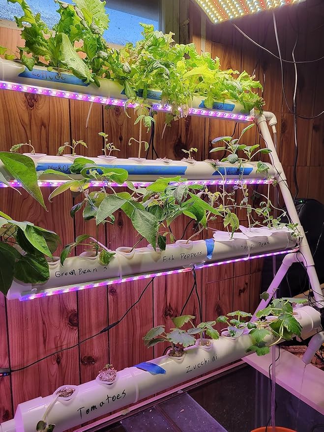 Hydroponics Growing System Kit 36 Plant Sites Food-Grade PVC-U Pipes Hydroponic Grow Kit Gardening System for VegetablesFruitsHerb