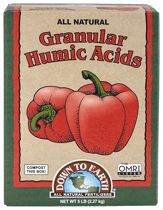 Down To Earth All Natural Fertilizers Organic Granular Humic Acids - Soil Amendment Adds Carbon Increases Nutrient Uptake 5 lb