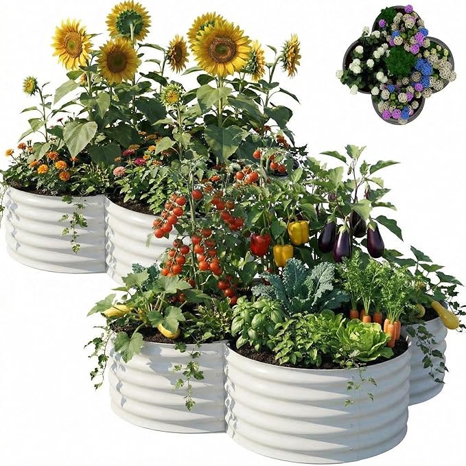 2-Pack Galvanized Raised Garden Bed 4x4x1ftOutdoor Metal Raised Garden Bed Floral Frame Open Bottom for Vegetables Herbs Flowers Rust-Resistant Steel Garden Bed Kit