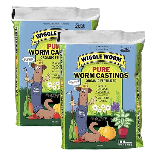 100% Pure Organic Mineral-Dense Worm Castings Fertilizer 15lbs - Improves Soil Fertility and Aeration for Growing Better Houseplants Vegetables and More Pack of 2