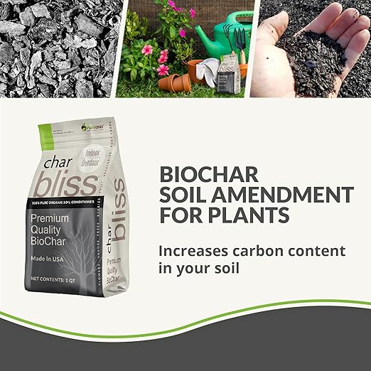 Char Bliss (8 Qts) + Kelp Bliss (5lbs) - Kelp Meal Organic Fertilizer &amp Organic Biochar for Plants - Biochar Soil Amendment - Charcoal for Plants - Organic Kelp Fertilizer for Plants - Kelp for Pl
