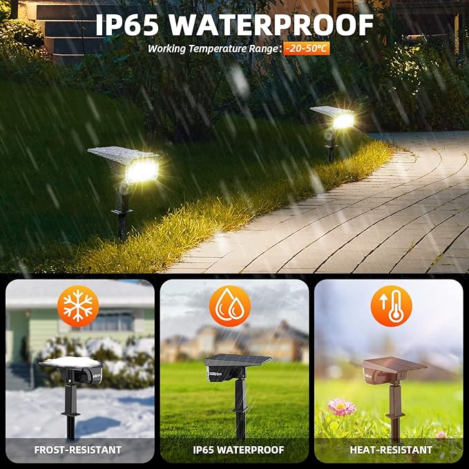 3 Brightness Modes Solar Outdoor Lights with Super Bright 40LEDs 360 Adjustable Lighting Angle USB Charging Longer Working Time Waterproof Patio Porch Driveway