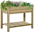 36 x 20 x 30 Raised Garden Bed Elevated Wood Planter Box with Legs and Storage Shelf for Backyard Patio Balcony to Grow Vegetables Herbs and Flowers