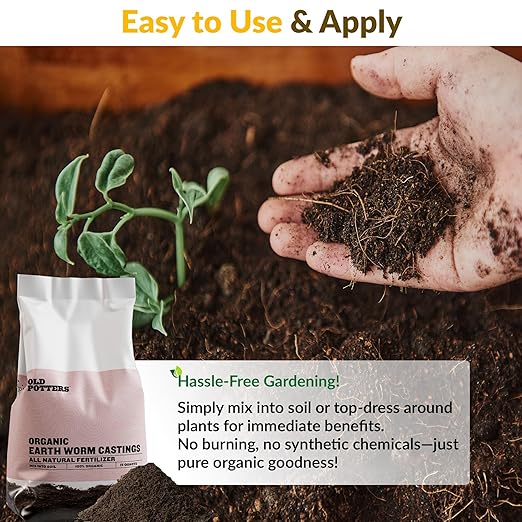 Old Potters Organic Earthworm Casting All-Natural Fertilizer for Indoor and Outdoor Planting Enhances Root and Overall Health Revitalizes Soil with Health Microbes 25 lbs