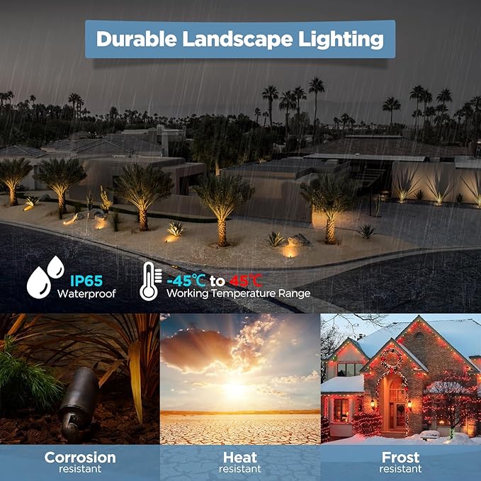 Gardencoin Solid Brass Outdoor Landscape Spotlight 12V Low Voltage LED Spot Light Waterproof for Garden and Yard Uplighting Bronze Heavy Duty Accent Lighting Fixture with 2700K Bulb Single