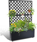 Metal Planter Box with Trellis Raised Garden Bed with Trellis 71x47x12 Planter Box with Privacy Screen and Drainage Holes for Climbing Plants Flower Privacy Planters for Patio Black