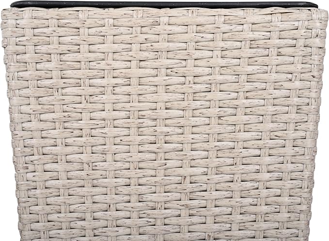 Outdoor PE Wicker Flower Pots 2 Pcs Set Beige