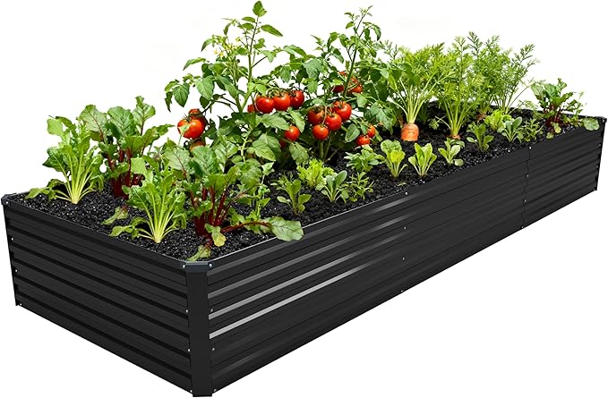 MGNO 12x4x1.5FT Galvanized Raised Garden Bed-Outdoor Planter Box for Vegetables-Metal Garden BedRRectangle Planting Box for HerbFlowerBlack