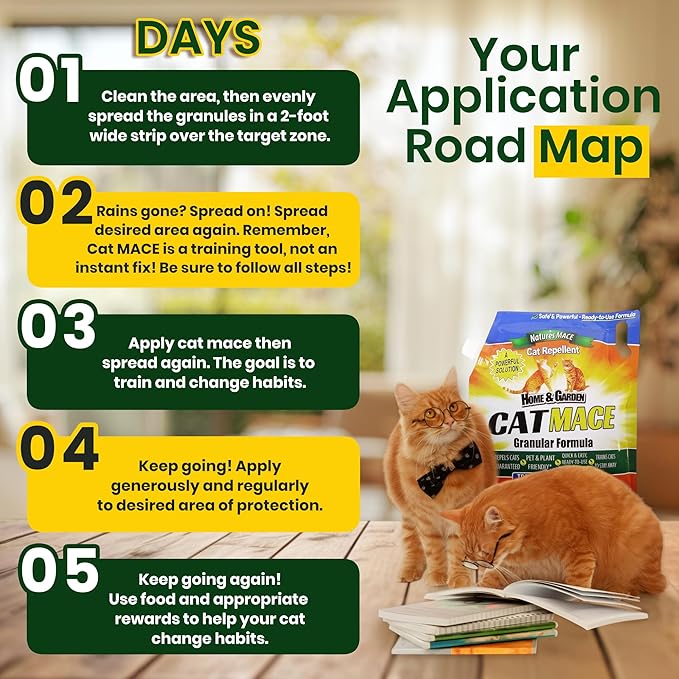 Nature's Mace Cat Mace 2.5lb Granular Cat Repellent Outdoor to Keep Cats Away Keep Cats Out of Yard Permanently with Consistent Use for Garden Plants No-Dig Stray Deterrent