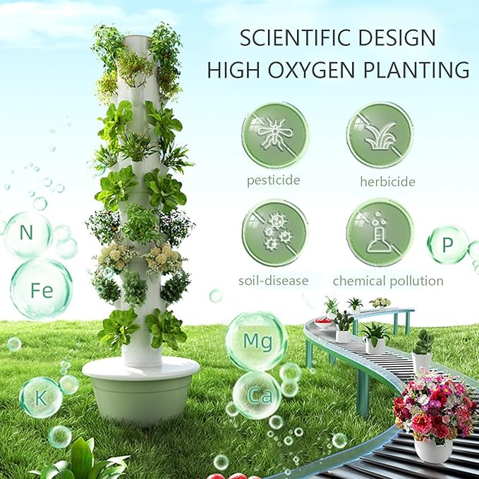 Home Hydroponic Grow Tower Kit w/Foldable LED: Smart Indoor Garden System w/Auto Water Cycle Perfect for Growing Strawberries Vegetables Leafy Plants &amp Herbs (7 Layer)