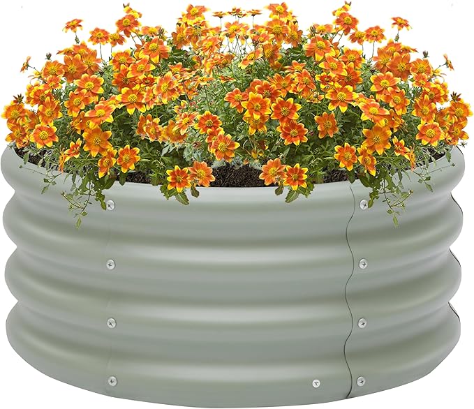 2-Pack 2x1ft Galvanized Raised Garden Bed Outdoor Planter Bed Metal Planter Box for Gardening and PlantingLight Green