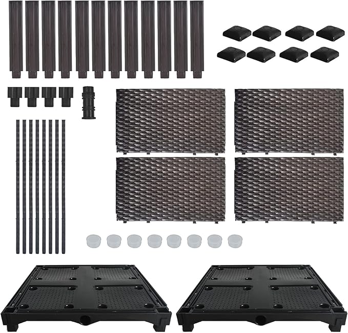 Raised Garden Bed Kit Elevated Planter Boxes for Outdoor Flower Balcony Vegetable Grow Planting Container Brown with Self-Watering Disks