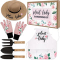Percozzi Plant Lady Gardening Tool Gifts for Mom Gardening Tools Kit Planting Tools Straw Hat Floral Apron Glove for Her Mother Spring Grandmother Plant Lover Gift Horticulture Starter
