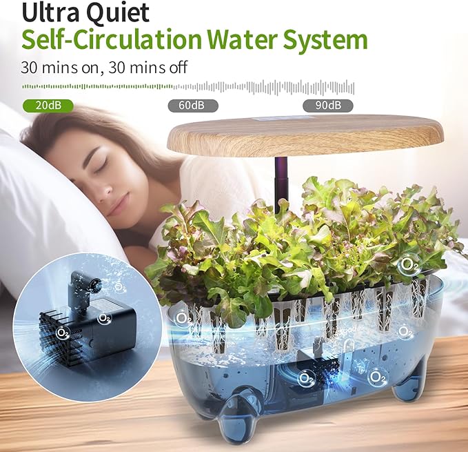 12 Pods Hydroponics Growing System Indoor Herb Garden with LED Growth Lamp Smart Water Pump Plant Germination Kit (No Seeds) Home Kitchen Gift Ideas for Women Men