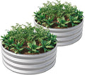 2PCS 32.08 x 11.4 Tall Round Metal Raised Garden Bed - Outdoor Planter Box for Vegetables Flowers Herbs &amp Fruits Backyard Patio Raised Beds Silver