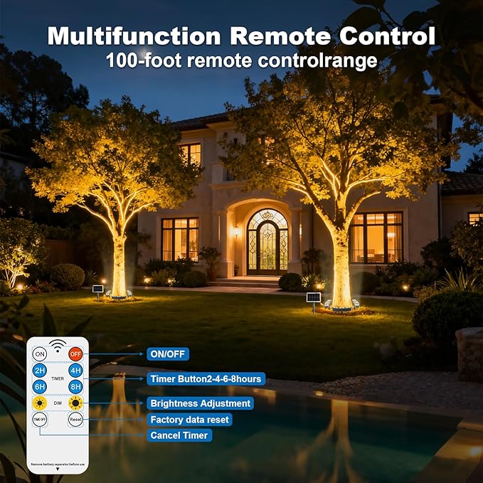 Solar Palm Tree Lights Outdoor 14400mAh Tree Solar lamp Landscape Light 3000K IP65 Waterproof Supports Remote Control Timer and dimming Suitable for Palm Tree Lights Yard Garden