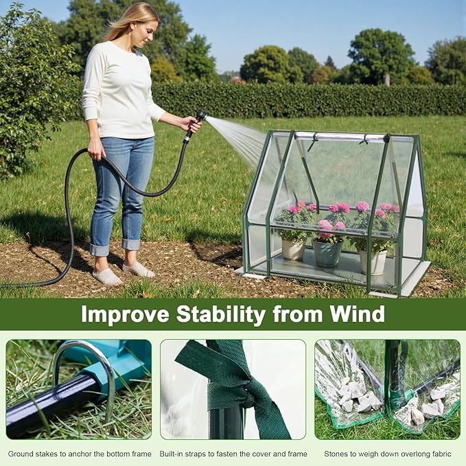 Mini Greenhouse 35×35×36 Portable Greenhouse for Indoor Outdoor Small Green House for Plants Seedling Germination (Clear 35x35x36 inch)