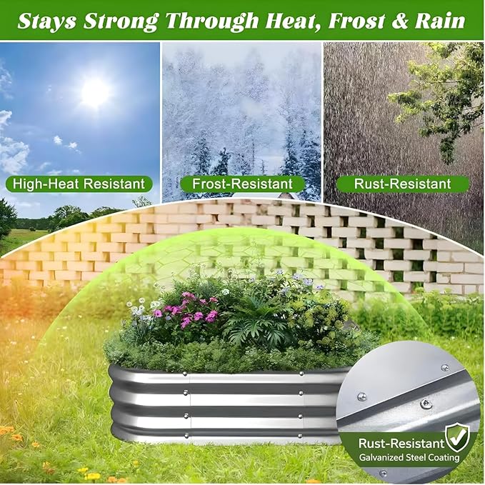 Galvanized Raised Garden Bed for Gardening 36x36x11in Metal Planter Box for VegetablesHerbsFlowersOutdoor Modular Above Ground ContainerTool-Free Assembly