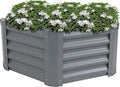 Sunnydaze Galvanized Raised Garden Bed Outdoor - Metal Planter Box for Gardening Vegetables and Plants - 16.25 H Hexagon - Gray
