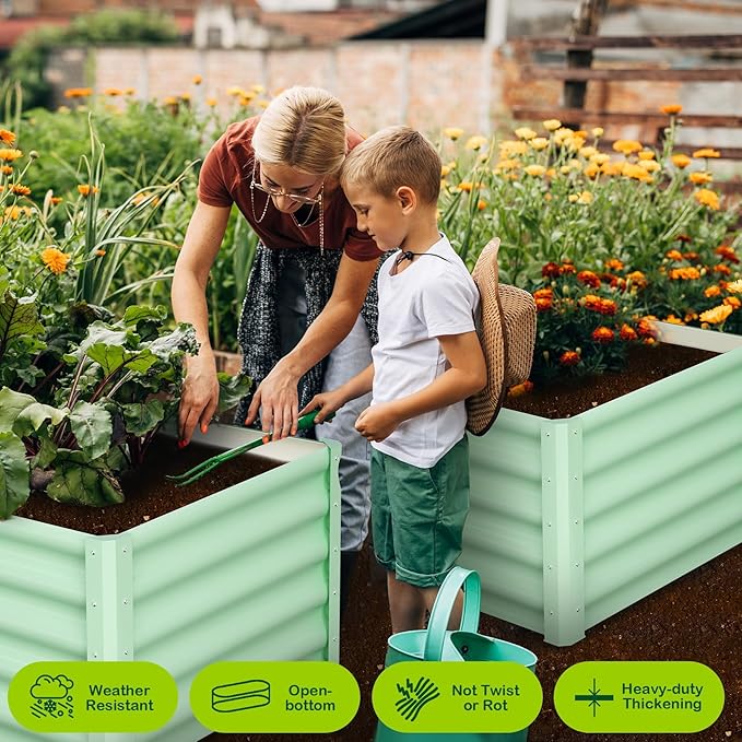 6x3x1.5 FT Galvanized Raised Garden Beds Large Raised Beds for Gardening Above Ground Garden Bed Outdoor Metal Planter Boxes Outdoor for Vegetables Flowers Fruits Olive Green 2 Pcs