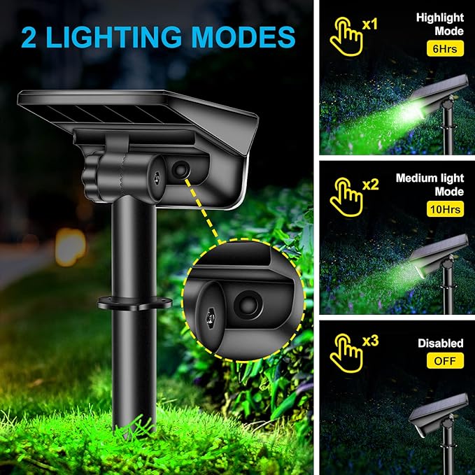 20 LEDs Solar Spotlights OutdoorIP65 Waterproof Solar Powered Landscape Spotlights 2-in-1 Wall Light Outdoor Solar Landscaping Lights Auto On/Off for Yard Garden 2Pack (Green)