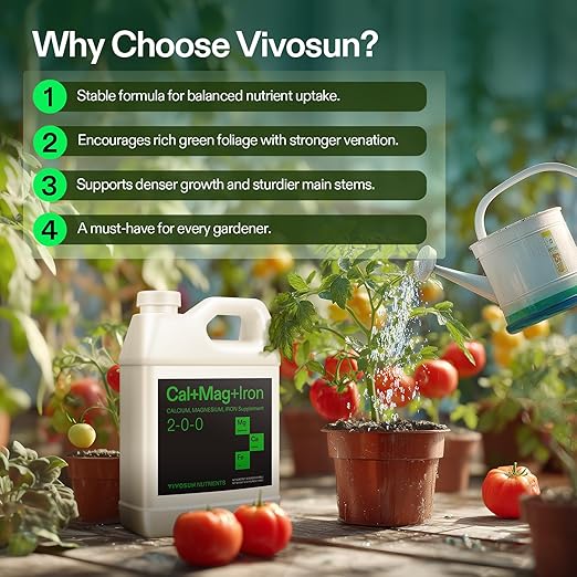 VIVOSUN Cal+Mag+Iron (2-0-0) Calcium Magnesium &amp Iron Supplement Liquid Nutrient Fertilizer for All Plants Concentrated Plant Food for Soil/Soilless Cultivation Hydroponics 1 Quart